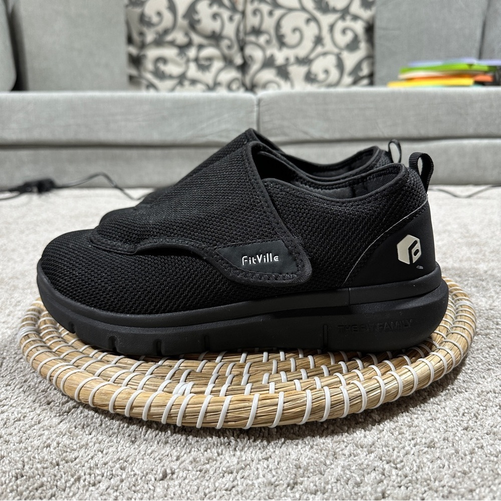 FitVille Men's EasyTop Wings Diabetic Comfort Shoes Orthopedic V2 Black 8.5EEW - Picture 7 of 16